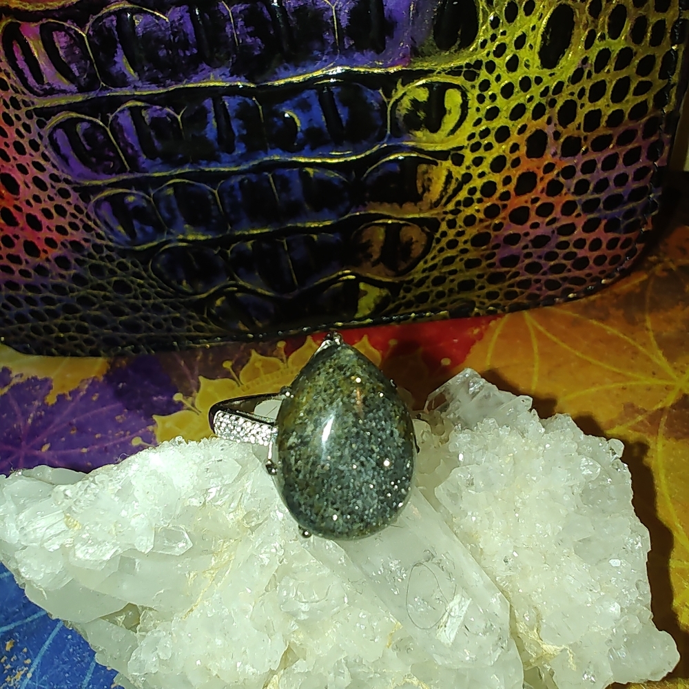 Galaxy Quartz Feldspar Ring size 9.5